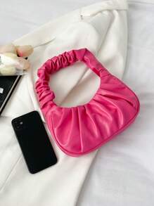 1pc New Style Fashion Simple Creative Girls Cloud Handbag Large Capacity Daily Items Storage Bag Travel Handbag Storage Bag Pleated Cloud Bag Beautiful Gentle Solid Color Niche Design Shoulder Bag Girls Fashion Underarm Bag Versatile Handbag Very Suitable For Going Out Shopping Also Suitable As A Gift For Friends