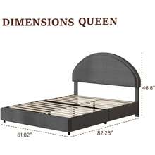 Upholstered Bed Frame With Round Headboard, Boucle Soft Bed Frame With Headboard And Footboard, Cloud Bed Frame, Twin/ Full/ Queen/ King, Pink/ White/ Light Grey/ Dark Grey - Light Grey - View 7