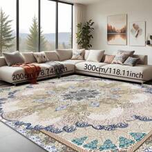 1pc Nordic Fairisle Pattern Crystal Velvet Area Rug, 700g/㎡ With Dotted Non-Slip Backing, 5mm Thickness, Machine Washable Fade-Resistant Carpet Suitable For Holidays And Any Spaces Including Hotel, Office, Sofa, Bedside, Kitchen, Laundry, Hallway, Porch, Stairs, Entryway Mother's Day