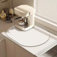 1PC Special-Shaped Oval Coffee Maker Mat, Solid Color, Simple Design, Absorbent Non-Slip Suitable For Kitchen, Living Room, Drain Pad
