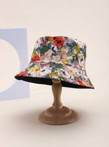 1 Piece Spring/Summer Colorful Floral Print Reversible Bucket Hat, Bohemian Allover Print Sun Protection Bucket Hat, Suitable For Spring, Summer, Autumn - B - View 5