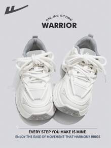Warrior Comfortable Street Style Chunky Shoes For Women Spring And Summer Lightweight Comfortable Breathable Running Shoes Modest Style Casual Sneakers Applicable Throughout The Yearwear-Resisting All-Day Wear Training Sneakers - White/Gray - View 7