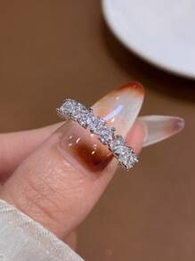 1 Stück Verlobungs- und Hochzeitsring mit funkelnden Diamanten, 925 Sterling Silber, romantischer eleganter Damen Ehering, Braut Schmuck Geschenk