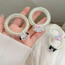 Sanrio 1pc Summer New Cartoon Phone Coil, Rubber Band Tied Bun, Ponytail Hair Tie, Cute And Versatile Hair Accessory