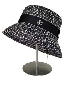Fashionable M Logo Hollow Out Rhinestone Decor Fishing Hat, Breathable And Ventilated, Elegant Casual Bucket Hat For Women, Spring/Summer