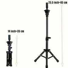 Wig Stand Tripod For Hairdresser Practice Style Display Human Hair Mannequin Head Manikin Cosmetology Doll Training Head Adjustable Metal Holder - Black - View 5