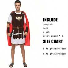 Adult Men Greek Roman Warrior Gladiator Costume Include Jumpsuit Belt Cloak Wrist Guard Knight Julius Caesar Costumes Halloween Party Carnival Mardi Gras Fancy Dress - Red - View 8
