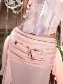 2pcs Unique Hand-Made Shell Pendant Mismatched Design Necklace Versatile Waist Chain For Young Lady - Multicolor - View 7