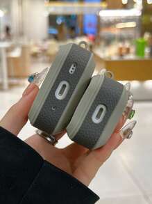 Cheetah,Leopard Print Leopard Print Number 79 Pattern Gray Earmuff Edge Leather Earphone Case, Skin-Friendly Protective Cover For Apple AirPods Pro, AirPods 2, AirPods 3, Wireless Bluetooth Headphone, Stylish