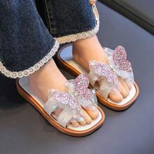 蝴蝶结珍珠装饰时尚公主凉鞋