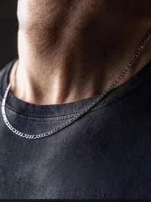 1pc Fashionable Hip-Hop Stainless Steel Flat Necklace Chain, Personalized Necklace Suitable For Men's Daily Wear