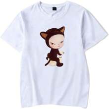 Yoshitomo Nara Cat Duck Merch T-Shirt Merch Men Short Sleeve Women Funny Tee Unisex Harajuku Tops - 白色 - 查看 1