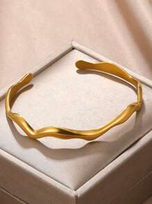 1 PC Geometry Shell Open Bangles Bracelet For Women Stainless Steel Gold Color Cuff Bracelets Summer Beach Waterproof Hand Jewelry - Geometry - View 8