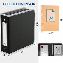 3 Ring Binder 3 Inch,Fireproof Round Ring Binder With Zipper,Holds 675 Sheets For 8.5"X11",Non-Stick,PVC-Free,Pen Holder, For Home School Office (Black, 1 Pack)