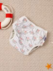 1 件可重复使用的婴儿游泳尿布，可调节尿布，适合 9 个月 - 3 岁的幼儿，适用于游泳课程，女婴、男婴，自然色游泳尿布