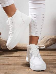 Zapatos blancos de moda, versátiles y cómodos, zapatos deportivos y para skate de unicolor universitario para exteriores