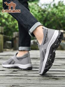 Herren Anti-Rutsch weiche Sohle Lässig Sportschuhe, atmungsaktive Mesh runde Zehenform Slip-On Walkingschuhe