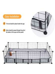 1pc Nylon Guinea Pig Cage Mat - Washable, Non-Slip, Dust-Proof Small Animal Bedding - Easy To Clean Pet Habitat Accessory, Suitable For Rabbits, Cats And Small Pets - Multicolor - View 3