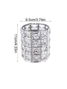 1pc European - Style Luxury Crystal Desktop Round Creative Makeup Brush Storage Tube - Silver - View 3