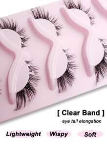 Rikuaild 5 Pairs Cat Eye False Eyelashes Natural Crisscross  Eyelashes Clear Band  Natural Look Wispy Lashes Eyelash Extension Makeup - Black - View 5