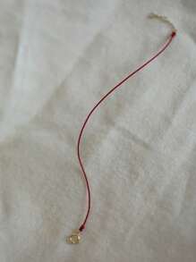 BALMORA 1条925纯银复古简约优雅红色绳项链，适合女性日常佩戴，可作为友谊饰品或礼物。 - 金色 - 查看 4