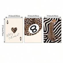 1/3 piezas de arte de pared con impresión en lienzo de estampado de leopardo/guepardo neutro, decoración vintage para dormitorio, sala de estar u oficina, póster chic y contemporáneo, arte de pared de bola 8 de suerte, regalo para ella, sin marco