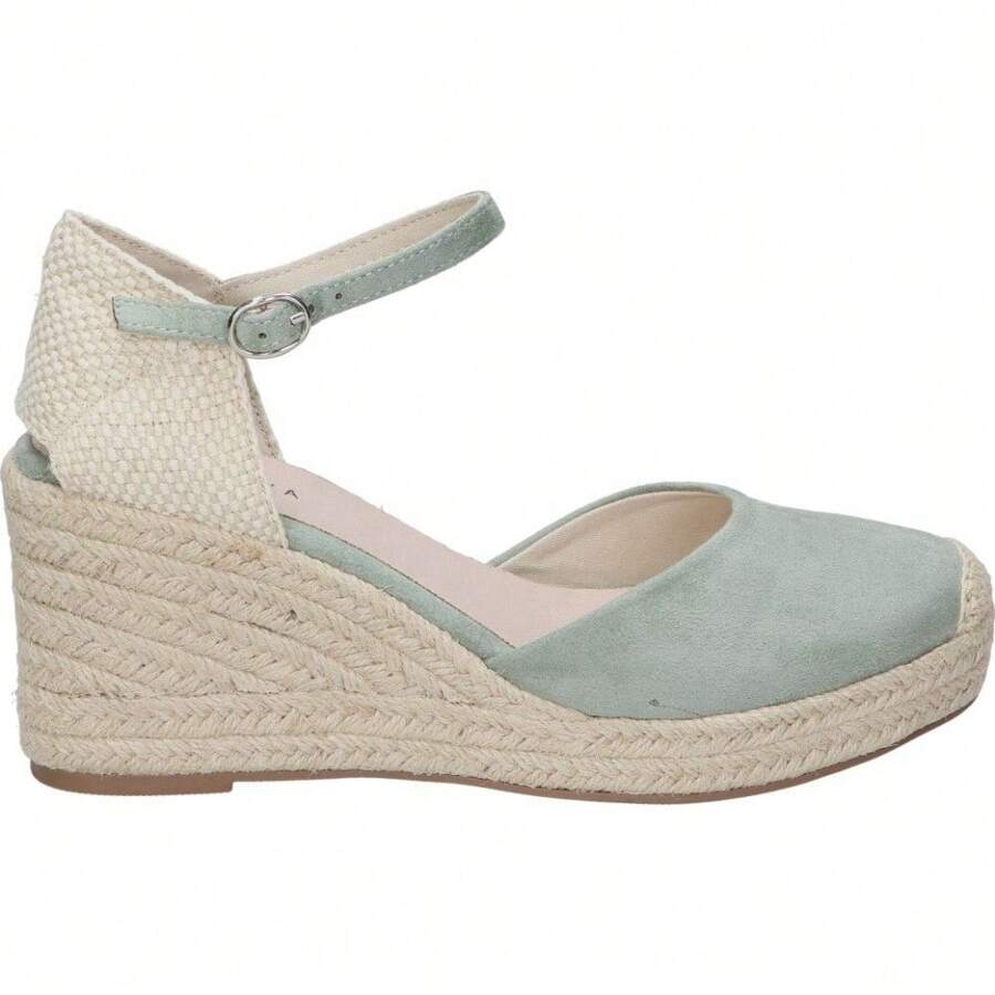 SKYDIVA | Espadrilles compensées Skydiva pour femme – Espadrilles en jute – Fermeture à boucle – Plateforme moyenne et confortable – Polyvalentes et combinables – Été – Modèle VIBES - Vert - Voir 1