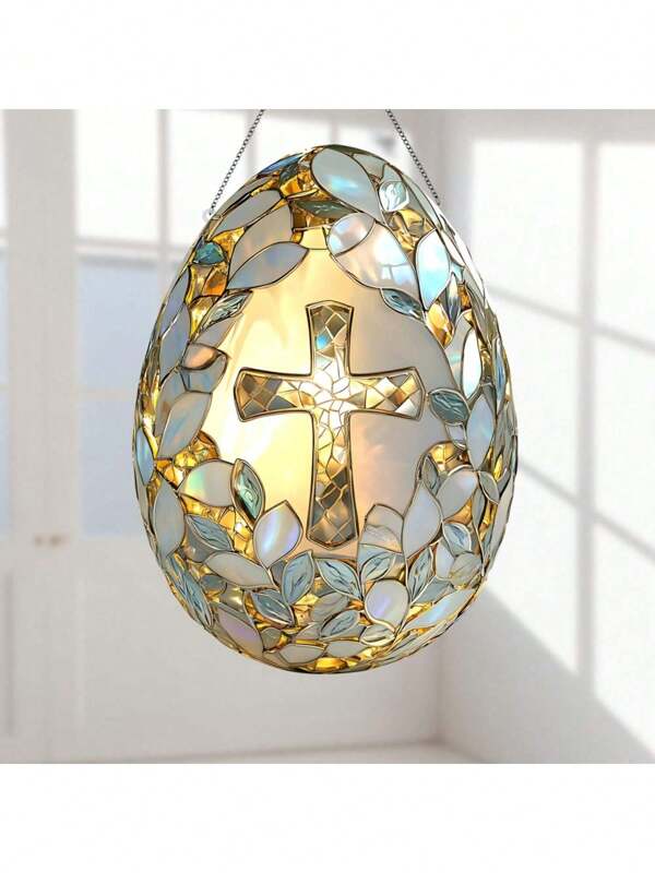 1 pièce, Œuf de Pâques Suncatchers plat 2D en acrylique, panneau décoratif suspendu à la fenêtre en acrylique coloré (14,5 cm x 20,3 cm), Suncatchers de jardin, décoration de fête, décoration de jardin, décoration de maison, décoration de fenêtre, les meilleurs cadeaux de fête pour la famille et les amis