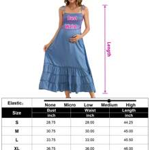 Women's Sleeveless Maternity Dress Summer Spaghetti Strap Smocked Tiered Flowy Maxi Dress For Baby Shower Photoshoot