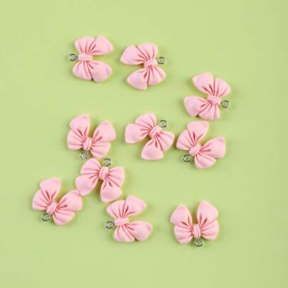 10 piezas de lazos clásicos de tela rosa aptos para hacer joyas DIY como colgantes, aretes, collares, pulseras, llaveros, encantos para bolsos y manualidades de resina
