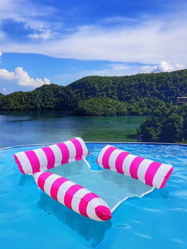 1pc Inflatable Pool Floats Adult Size Water Hammock,Foldable Floats Swimming Pool,Floating Bed For Water Leisure,Pool Rafts Lounge Chairs Floaties Vacation Fun And Rest, Beach Essentials, Beach Accessories