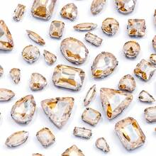 50 piezas/bolsa Piedras de strass premium brillantes de formas y tamaños variados para coser en ropa, zapatos, bolsos, decoración de vestimenta para boda, fiesta y disfraces (Colores: Blanco/Negro/AB/Rojo/Morado celeste/Morado cristal/Rosa/Verde/Azul)