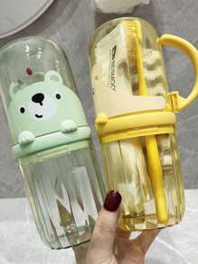 1PC Portable Toothbrush Cup (With Bracket And Mouthwash Cup), Travel Toothbrush Storage Set, Transparent Bathroom Cup, Portable Mouthwash Cup, Household Plastic Toothbrush Cup, Bathroom Accessories, Wash Cup, Toothbrush Cup Home Bathroom Decor Fall Decor Back To School