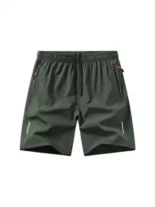 Set de 5 pantalones cortos de verano de 5 pulgadas para hombres, casuales, deportivos, de secado rápido, transpirables, con cordón en la cintura y bolsillo con cremallera, talla grande - Multicolor - Ver 3