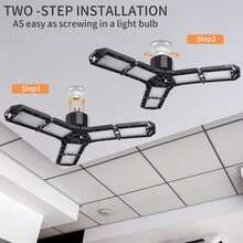 POLARPRA Iluminación LED para garajes, luz de garaje deformable, g arios de techo con paneles ajustables, base E26 / E27, luces LED de taller para sótano taller almacén (200W-2Paquete) - 120 W - 6 hojas - Paquete de 2 - Ver 6