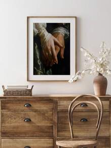 1 幅复古风格“手牵手”帆布艺术海报 - 无框维多利亚风格墙壁装饰，适用于客厅、卧室、家庭办公室 - 彩色 - 查看 2