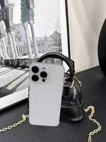 1pc 1pc Pu Zipper Opening And Closing Korean Version Of Girls' Fashionable Transparent Shell-Shaped Jelly Handbag, Fashionable Chain Shoulder Crossbody Evening Bag, Niche Design Comfortable Shoulder Strap, Versatile And Not Picky, Suitable For Dinner, Going Out, Playing, A Perfect Gift For Girls (Letter Diy) - Black - View 5