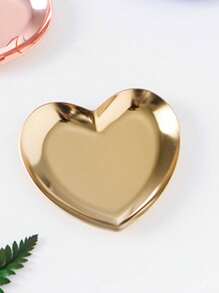 1pc Heart Shaped Makeup Organizer Tray, Simple Design, Washable, Jewelry Storage Plate