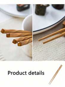 1/5/10 Double Wooden Chopsticks, Sushi Chopsticks, Rice Chopsticks, Pasta Chopsticks, Reusable Chopsticks, Dishwasher, Kitchen,School Supplies
