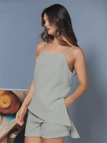 LXC Unique Style Women's Set, Elegant Women's Blouse Top With Shorts, New Women's Summer Suit - 灰色 - 查看 2