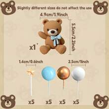 Roaring Good Time Brown Bear Cake Topper, Mocha Brown Ball Cake Decor, Boho Style Little Bear Cake Decoration, Gender Reveal Party Birthday Cake Topper, Valentine's Day Cake Decor - Multicolor - View 16