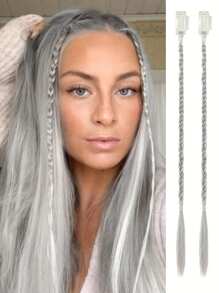 2 件装夹式盒装辫子接发 20 英寸混色高温合成纤维 适合女士和女孩 - 非常适合日常穿着和节日