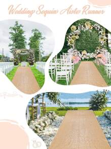 1pc 5m/8m Champagne Gold Sequin Glitter Carpet, Suitable For Wedding, Wedding Decoration, Holiday Birthday Party Ceremony Decoration, Event Stage Background Decoration, Store Opening Entrance Decoration, Resort Party Decoration, Room Decoration, Home Decor, Outdoor Party Decoration, Background Decoration, Wedding Party Supplies, Etc. Long Carpet Can Be Trimmed. - Champagne Gold - View 11