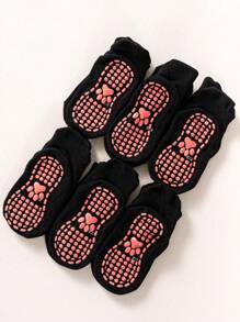6pairs/Set Kids' Non-Slip Sports Socks With Anti-Skid Gel Comfortable Breathable Floor Socks Suitable For Daily Wear