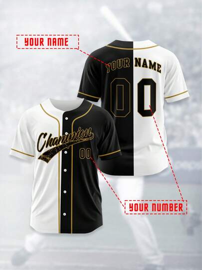 2025 Summer & Autumn Custom Your Own Jersey, Breathable Quick-Dry 210g Spring/Summer Unisex Sports Team Club Training Baseball Jacket, Front & Back Printed Name, Number, Logo, Comfortable Fit, Black & White