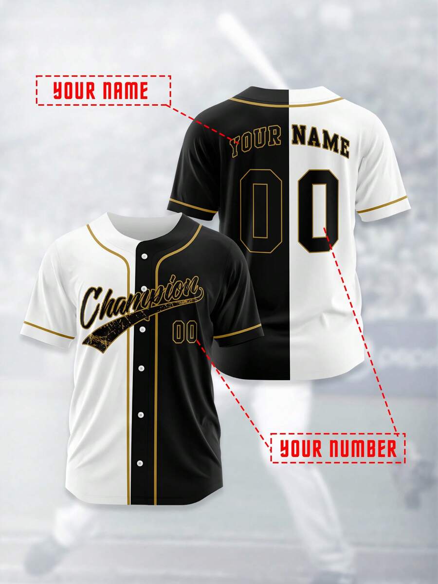 2025 Summer & Autumn Custom Your Own Jersey, Breathable Quick-Dry 210g Spring/Summer Unisex Sports Team Club Training Baseball Jacket, Front & Back Printed Name, Number, Logo, Comfortable Fit, Black & White
