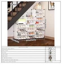 Staircase-Style Shoe Cabinet Under Stairs, Angled Ladder Shelf, High Capacity Home Storage Organizer Rack - Multicolor - View 11