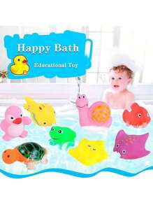 10 PCS Kids Bath Toys, Assorted Floating Rubber Animal Toys For Bathtub And Pool Play, Kids Bath Time, Bathtub Party, Birthday Gifts, Easter Egg Fillers - Multicolor - View 8