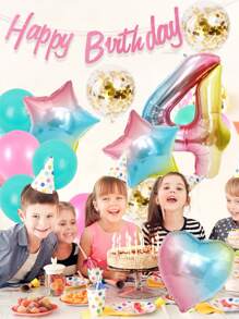 27pcs Birthday Decoration Set, Including Gradient Number 1-9 Balloons, Gradient Star & Heart Balloons, Colorful Confetti Balloons, Suitable For Birthday Party, Anniversary, Macaron Theme, 1st Birthday - For Both Boys And Girls Gifts Graduation Birthday Decorations Party Decorations Bachelorette Decor Graduation Decorations