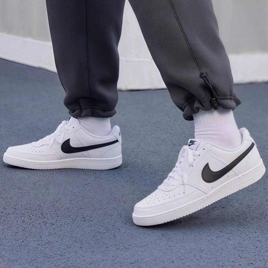 Nike 男鞋COURT VISION LO簡版空軍休閒運動鞋板鞋 - 白色 - 查看 1